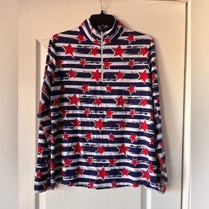 IBKUL Memorial Print  UPF 50+ Mock Neck Long Sleeve Golf Shirt Size large